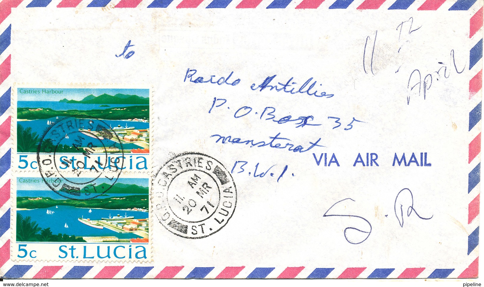 St.Lucia Air Mail Cover Sent To B.W.I. 20-3-1971 - St.Lucia (...-1978)