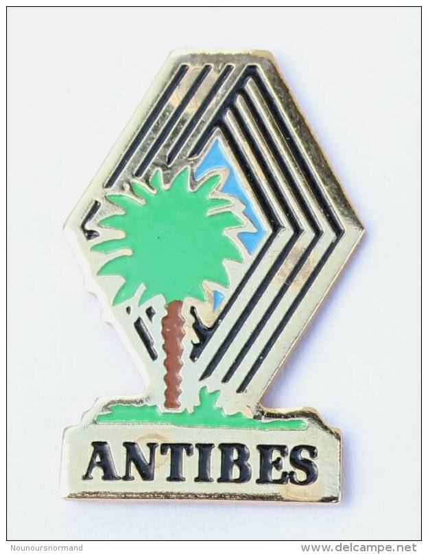 Pin's RENAULT ANTIBES (06) - Le Logo Et Palmier - Punch - G284 - Renault