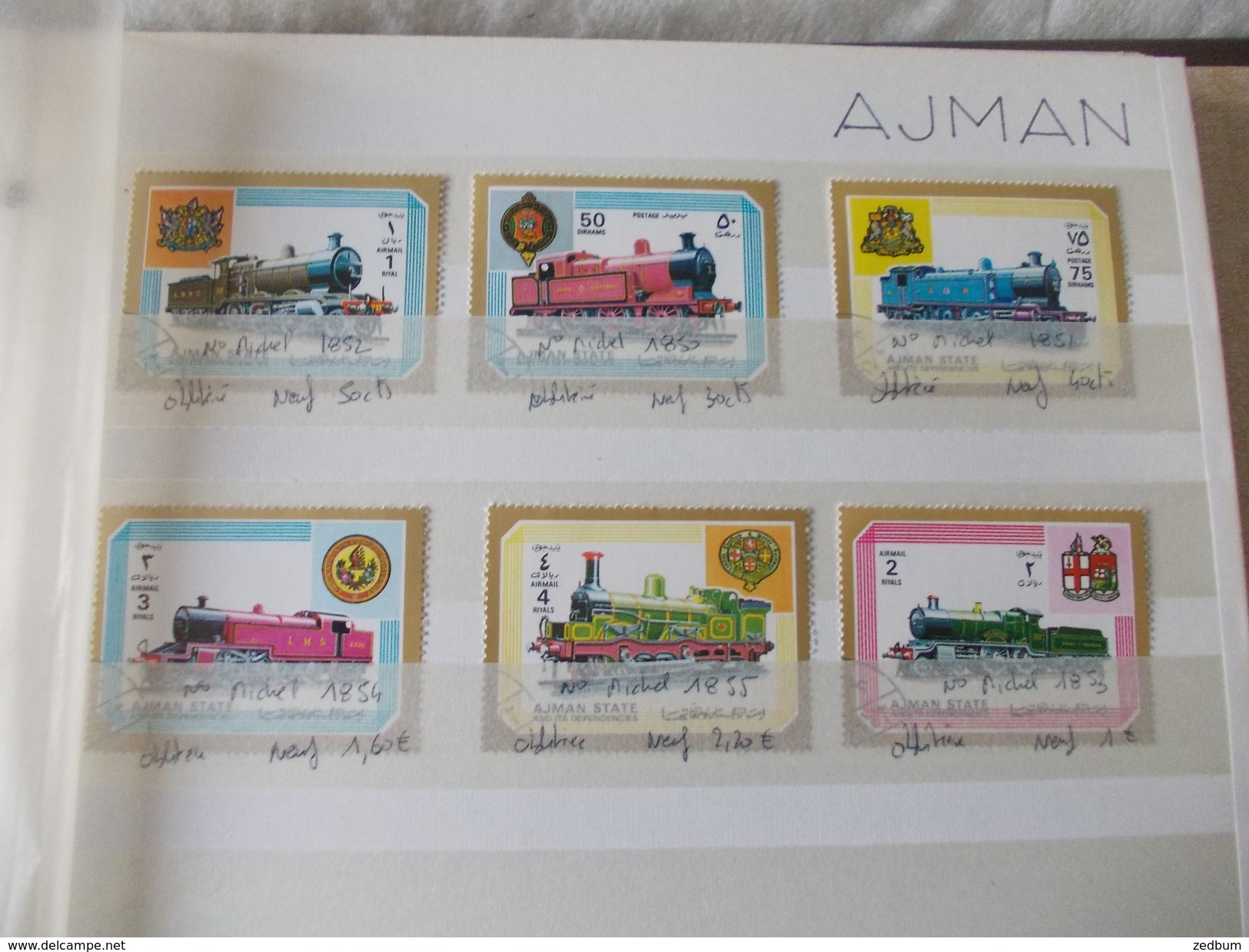 ALBUM 1 collection de timbres avec pour thème le chemin de fer train de tout pays valeur 338.70 &euro;