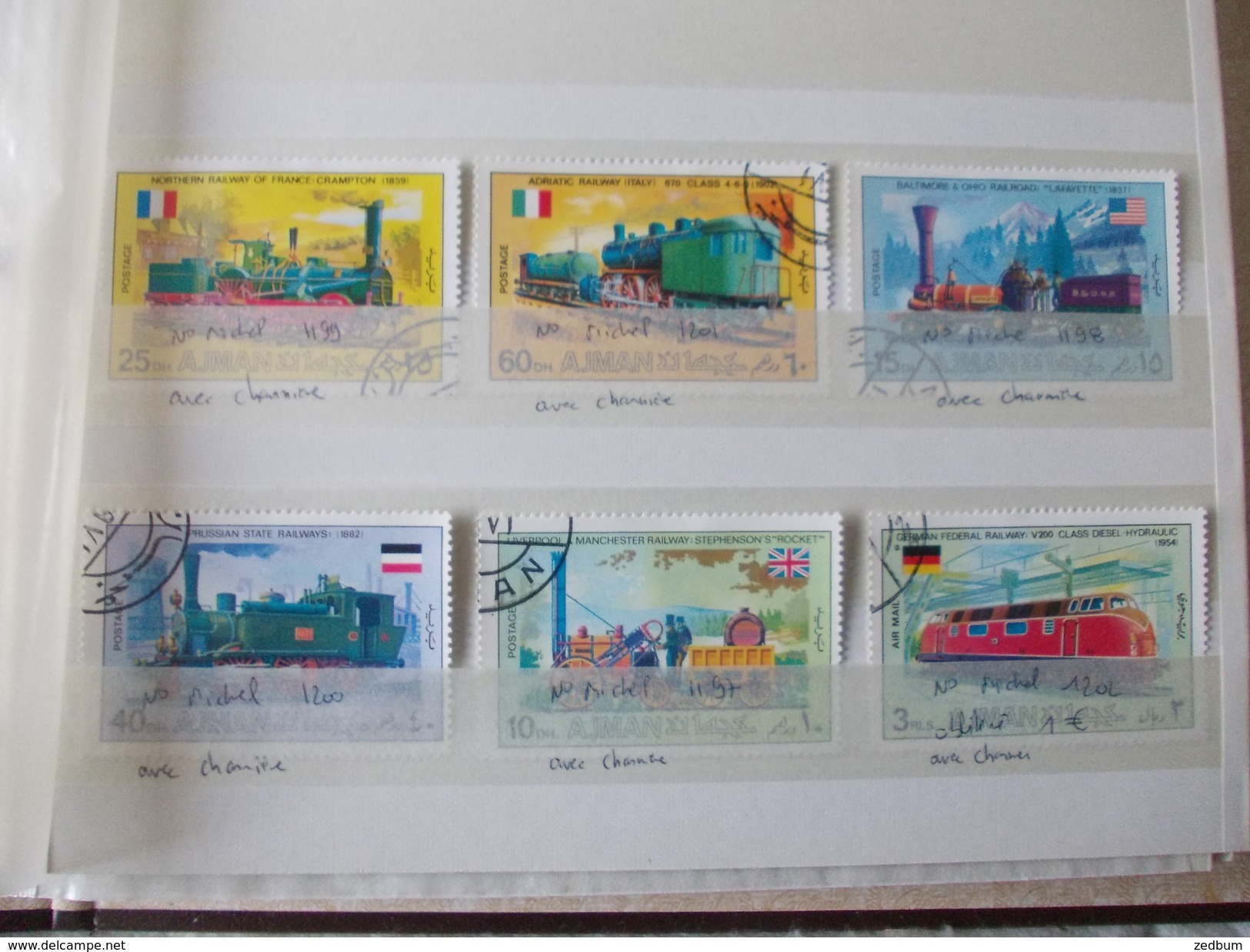 ALBUM 1 collection de timbres avec pour thème le chemin de fer train de tout pays valeur 338.70 &euro;