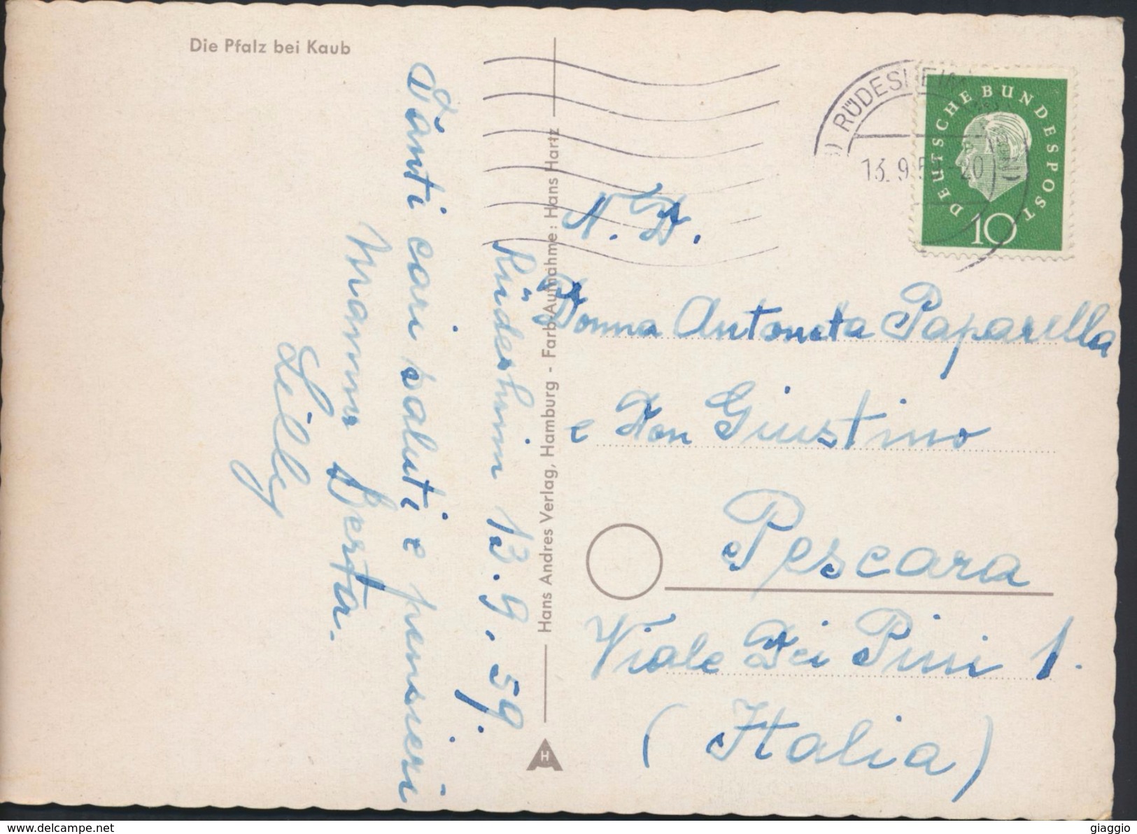 °°° 4452 - GERMANY - DIE PFALZ BEI KAUB - 1959 With Stamps °°° - Kaub