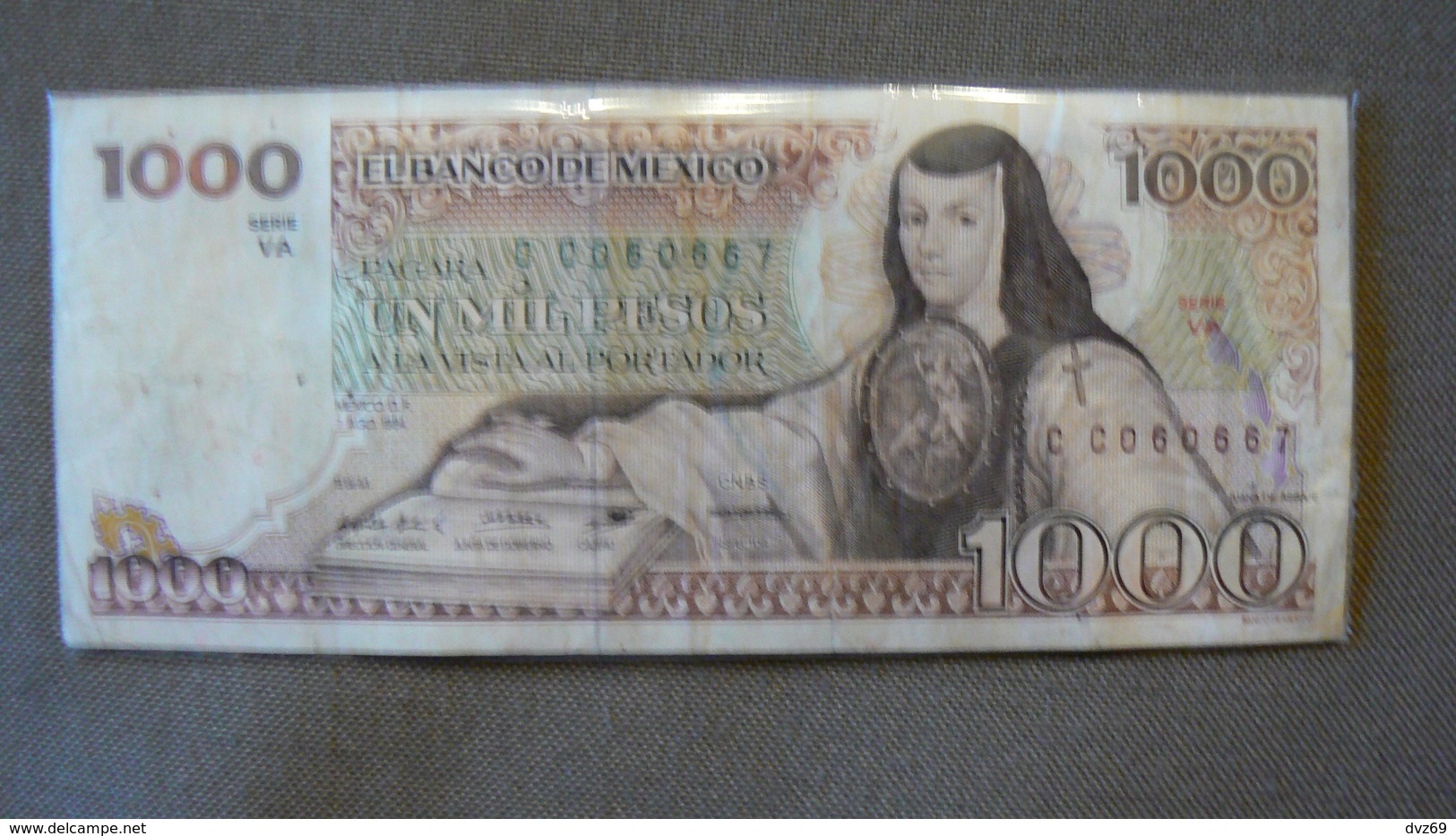 1000 PESOS, Juana De Asbaje, 7 AGO 1984, Série VA, N°CC060667, Circulé, Bon état. - México