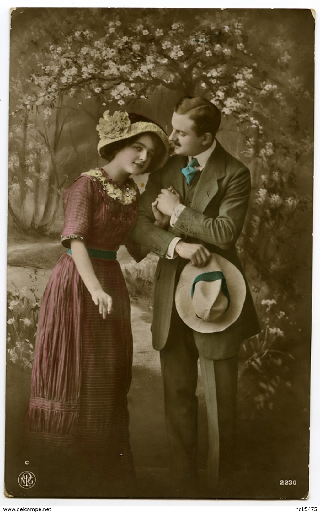 ROMANTIC COUPLE : HAND-PAINTED / LONDON, EDGWARE ROAD, CAMBRIDGE STREET, THE RENT DAY (TAVERN, PUB) (PHIPPS) - Couples