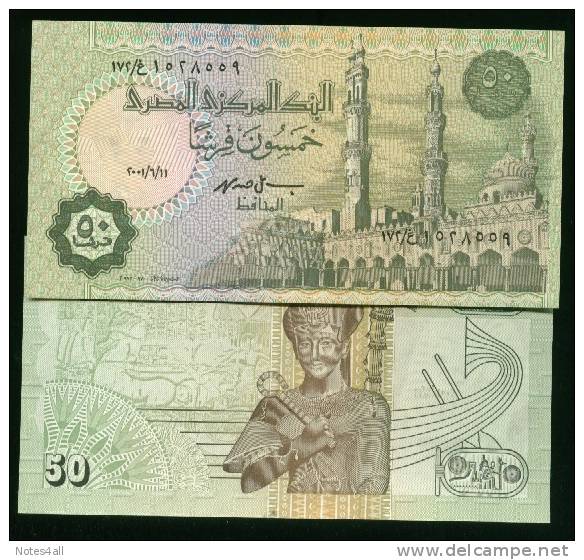 EGYPT 50 PT PIASTRES 2001 P-62 SIG/I.HASSAN #19 UNC LOOK - Aegypten