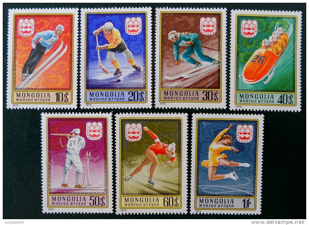 JEUX OLYMPIQUES D´HIVER A INNSBRUCK 1975 - NEUFS ** - YT 825/31 - MI 975/81 - Mongolia