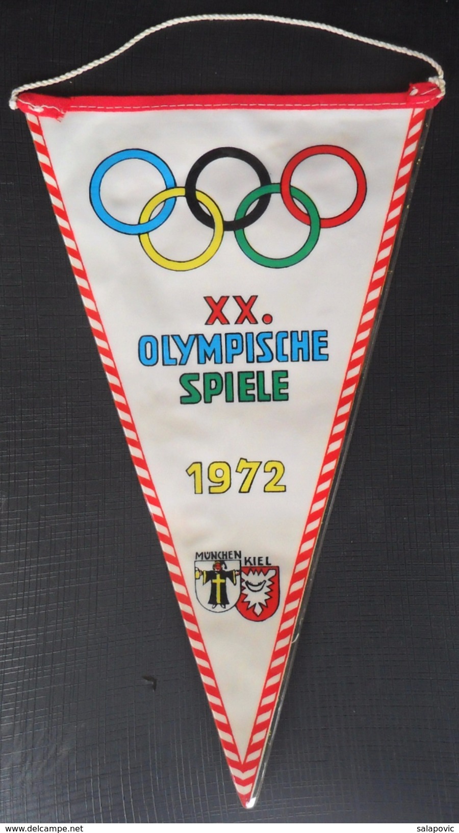 XX. OLYMPISCHE SPIELE 1972 MUNCHEN, XX. OLYMPIC GAMES 1972 MUNICH OLD PENNANT - Apparel, Souvenirs & Other