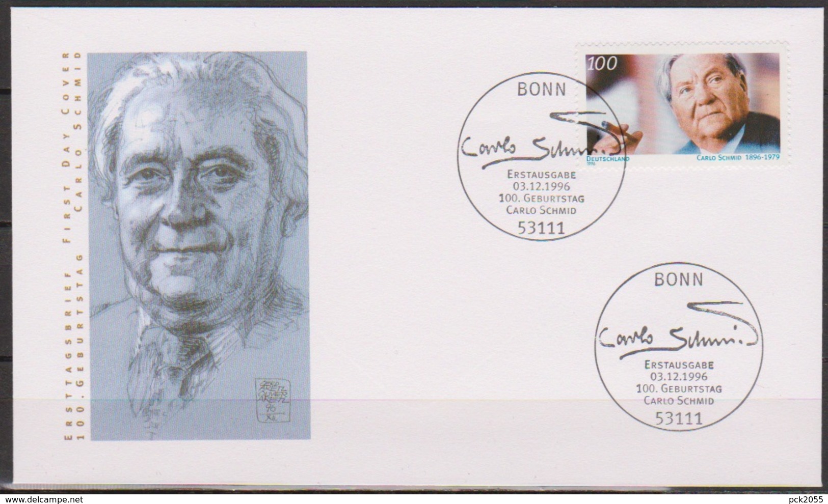 BRD FDC 1996 Nr.1894  100.Geb. Carlo Schmid ( D 1079 ) - Sonstige & Ohne Zuordnung