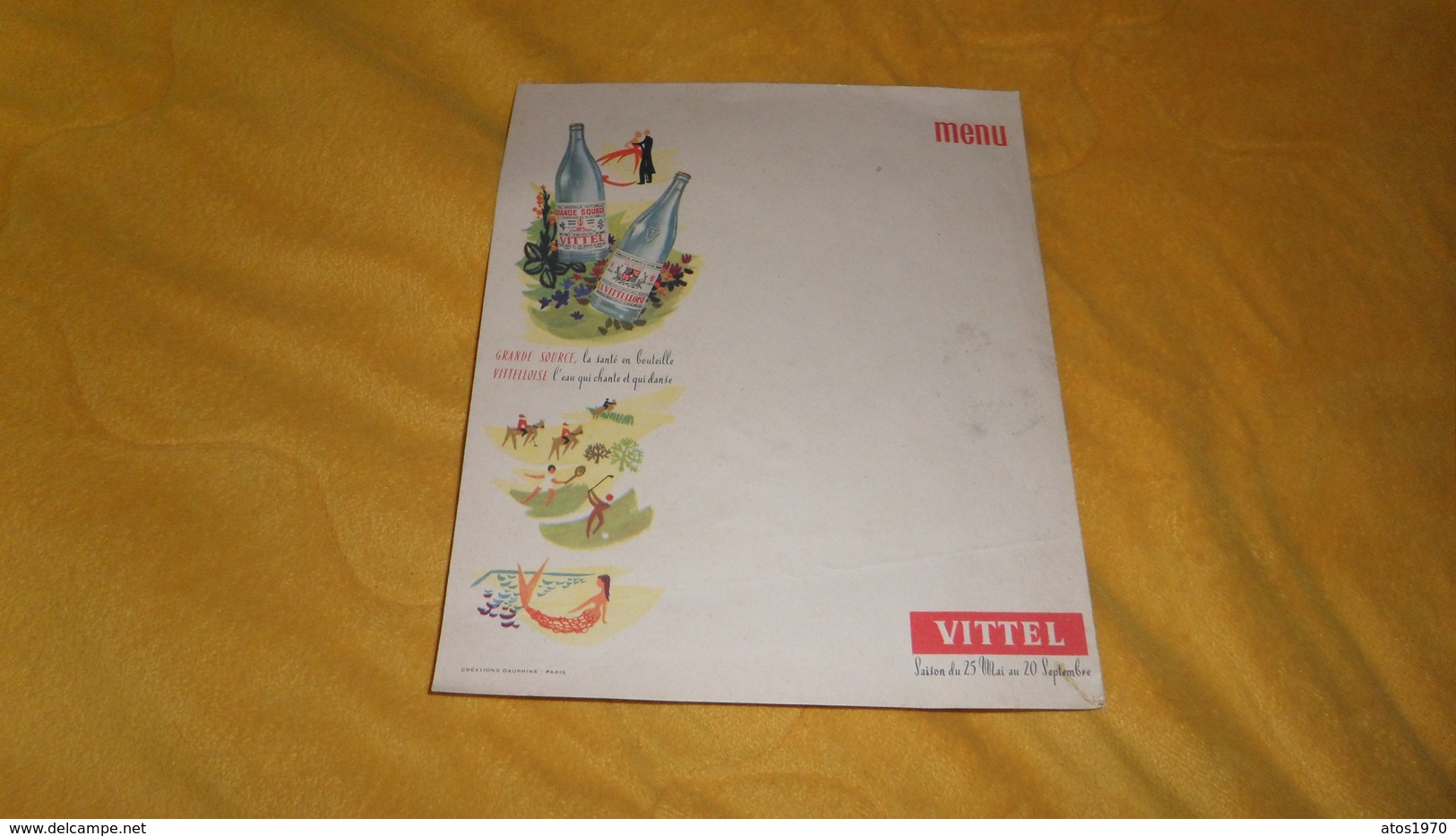 MENU ANCIEN VIERGE DATE ?. / VITTEL SAISON DU 25 MAI AU 20 SEPTEMBRE. - Menus