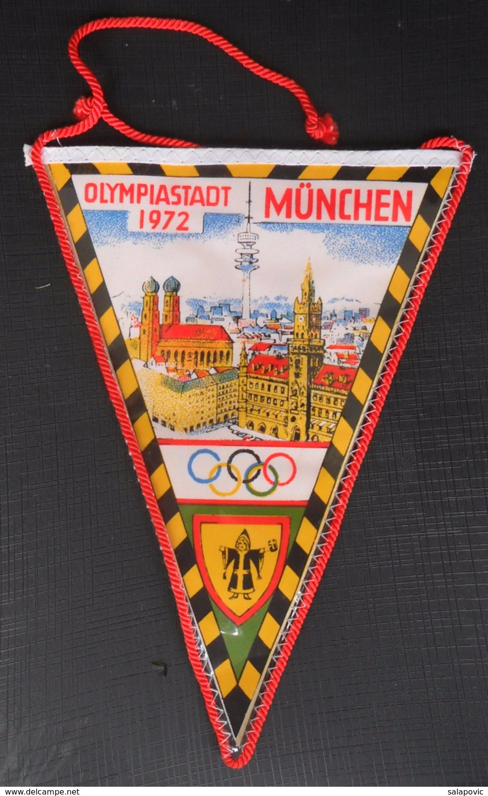 XX. OLYMPISCHE SPIELE 1972 MUNCHEN, XX. OLYMPIC GAMES 1972 MUNICH OLD PENNANT - Bekleidung, Souvenirs Und Sonstige