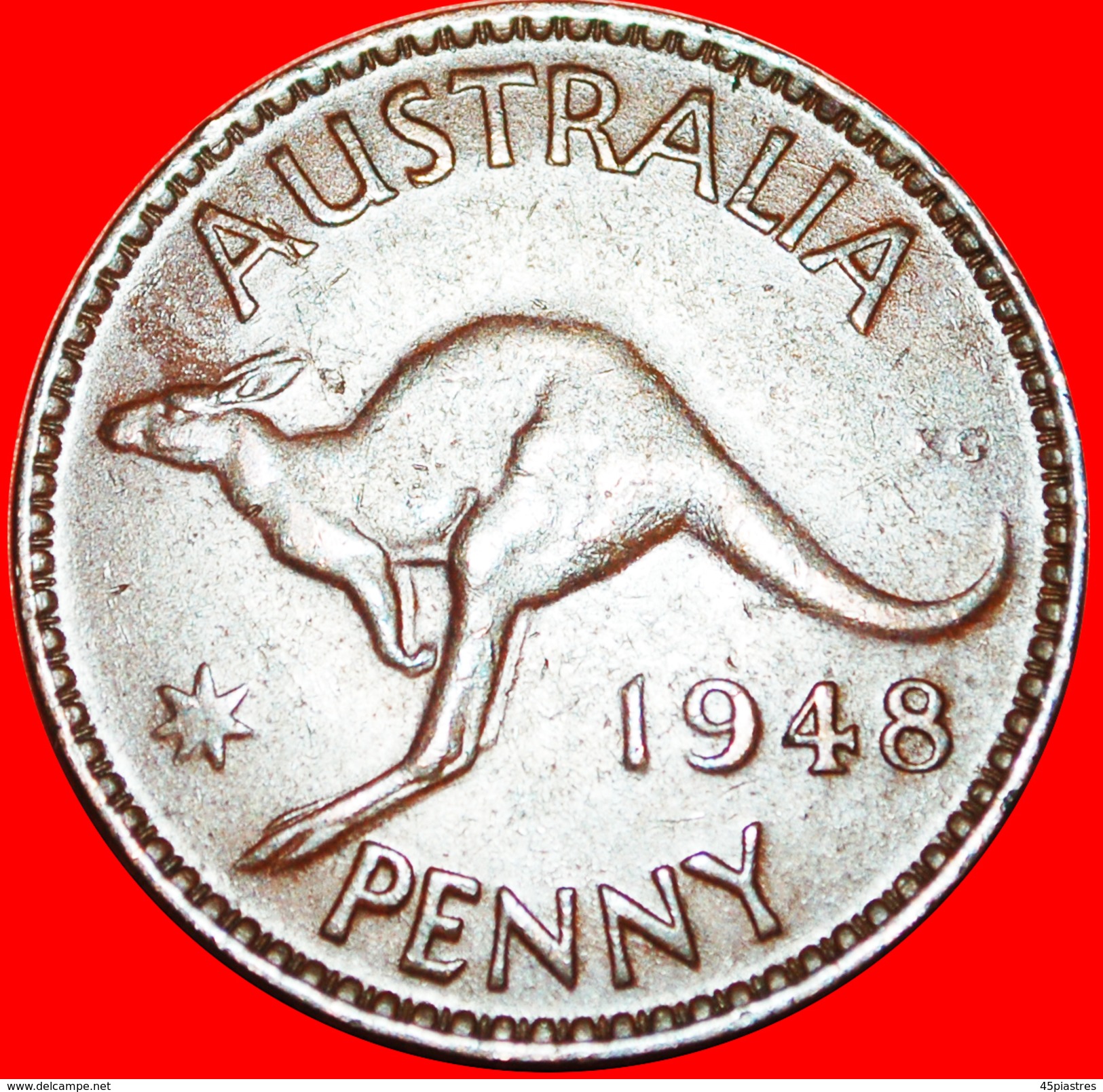 + KANGAROO: AUSTRALIA &#x2605; PENNY 1948!LOW START&#x2605; NO RESERVE! - Penny
