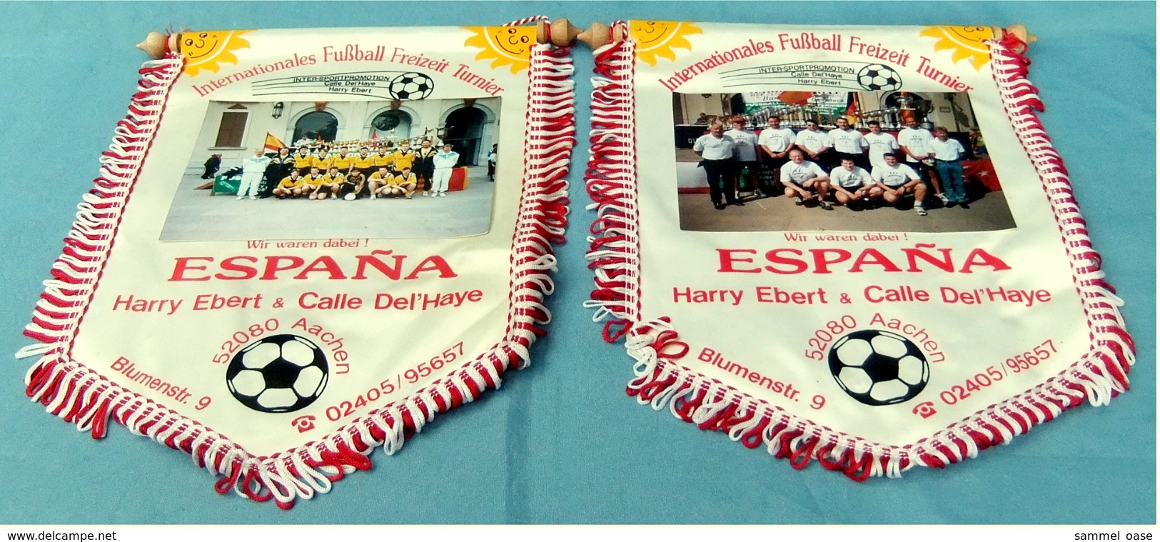 2 X Wimpel  Espana Aachen  -  Internationales Fußball Freizeit Turnier  - Größe Ca. 23 X 29 Cm - Sonstige & Ohne Zuordnung