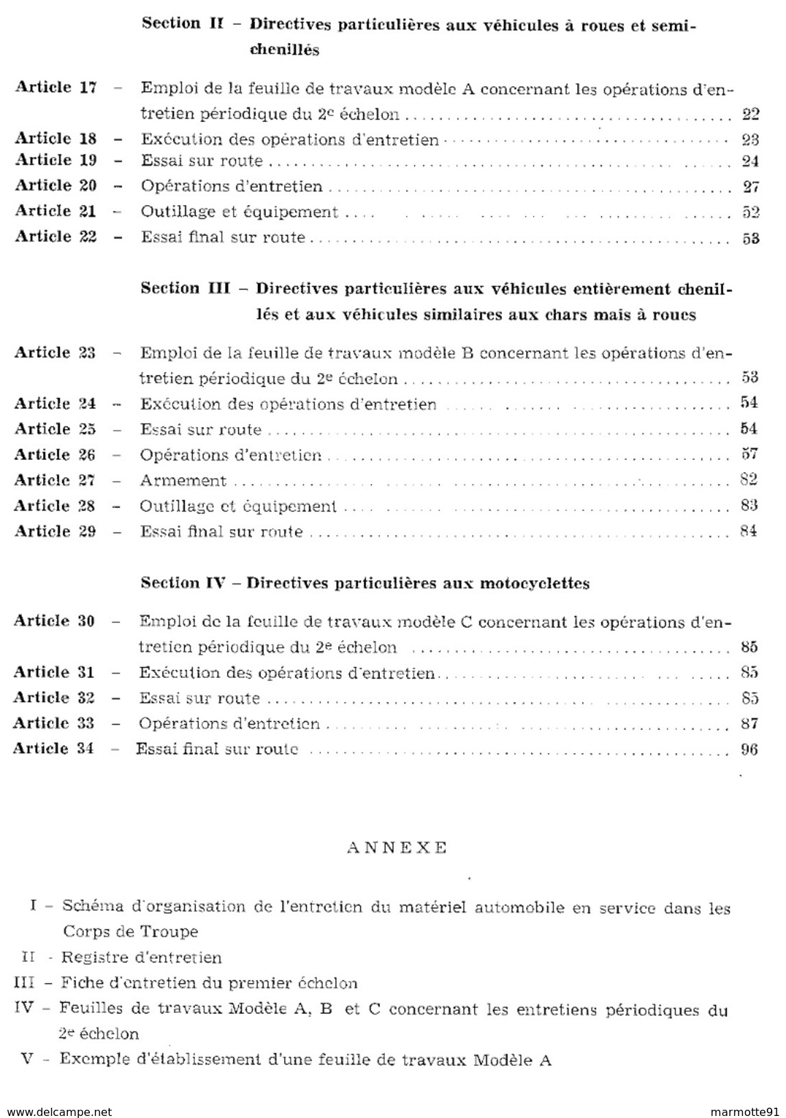 INSTRUCTION ENTRETIEN MATERIELS AUTOMOBILES EN SERVICE ARMEE FRANCAISE 1951 JEEP CAMION CHAR MOTO - Véhicules