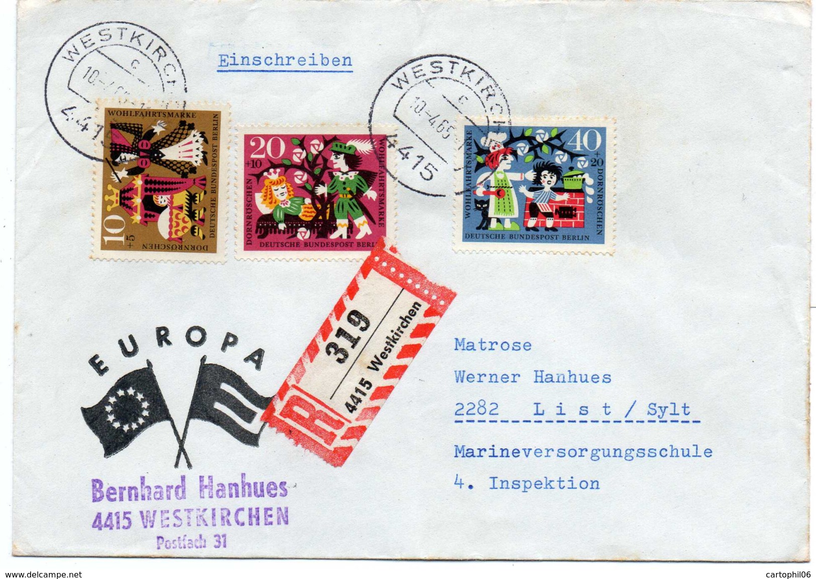 - ALLEMAGNE BERLIN - Lettre Recommandée WESTKIRCHEN Pour LIST 10.4.1965 - Bel Affranchissement Philatélique - - Covers & Documents