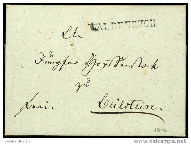 "WALDENBUCH" L1 Auf Sauberem Brief  Mit Kpl. Inhalt Nach Beilstein, 1816  BFWALDENBUCH One-line Cancel On Clean... - Other & Unclassified