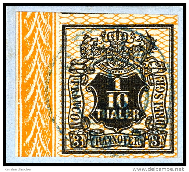 1/10 Th. Auf Orange Allseits Voll- Bis &uuml;berrandig, Links Mit Bord&uuml;re, Mit Dkr. "Celle 1.10" Auf... - Hanover