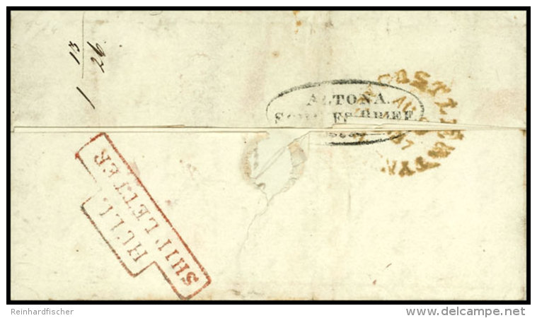 "ALTONA SCHIFFS-BRIEF", Oval-Stempel R&uuml;ckseitig Auf Komplettem Faltbrief Aus NEWCASTEL AU.9.1837 Mit... - Hamburg