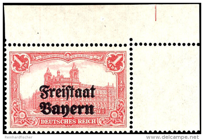 1 Mark Deutsches Reich Rot Mit Schwarzem Bdr.-Aufdruck "Freistaat Bayern", Abart "doppelter Aufdruck",... - Other & Unclassified