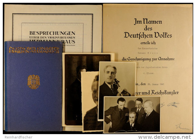 Dokumentennachlass Des Konzertmeisters Der Frankfurter Oper Kraus Mit U.a. Familienstammbuch, Fotos Und 2x... - Unclassified