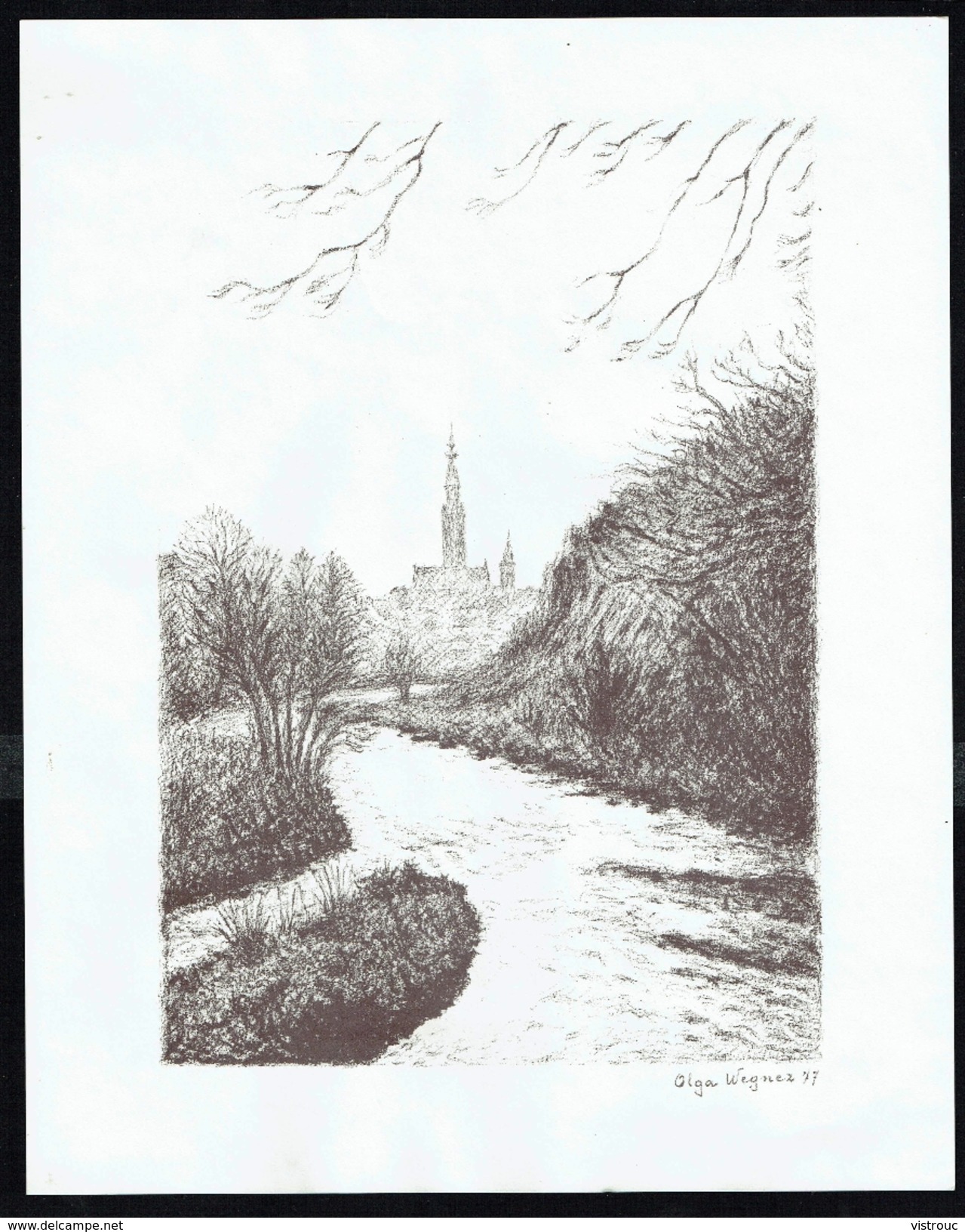 "La Vesdre Romantique", Par Olga WEGNIEZ - Lithographie Représentant La Vesdre à Verviers - Dim.: 350 X 276 Mm. - Dessins