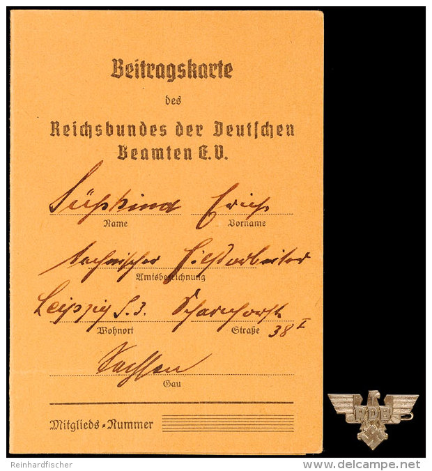 Reichsbund Der Deutschen Beamten (RDB), Mitgliedsabzeichen 2. Form, Klein, Mit Beitragskarte., Katalog:... - Unclassified
