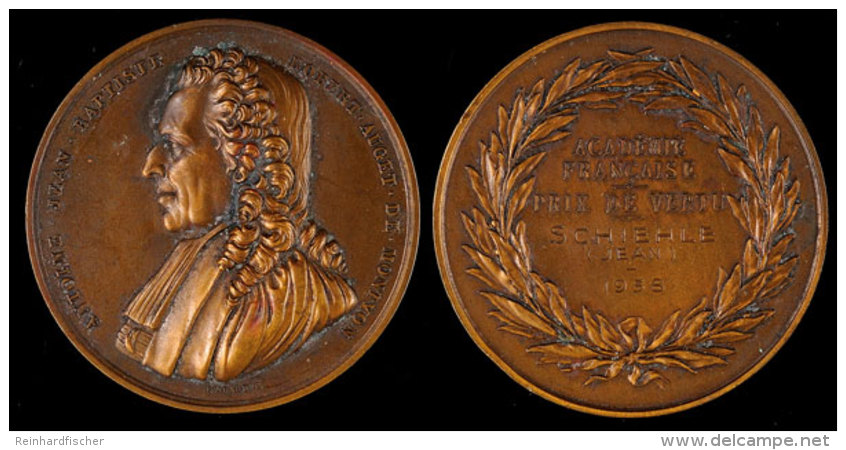 Frankreich, Bronzemedaille Der Universit&auml;t Paris (52,1 Mm, 66,2 G),1938, Verleihung Des Tugendpreis, Von F.... - Other & Unclassified