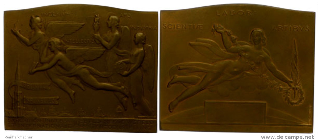 Frankreich, Rechteckige Bronzeplakette (ca. 81x67,10mm, Ca. 183,58g), 1935, Von Bonnetain, Auf Die Weltausstellung... - Other & Unclassified