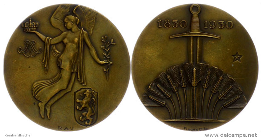 Belgien, Bronzemedaille (Dm. Ca. 50,10mm, Ca. 46,55g), 1930, Von Rau. Av: Schwebende, Gefl&uuml;gelte Weibliche... - Other & Unclassified