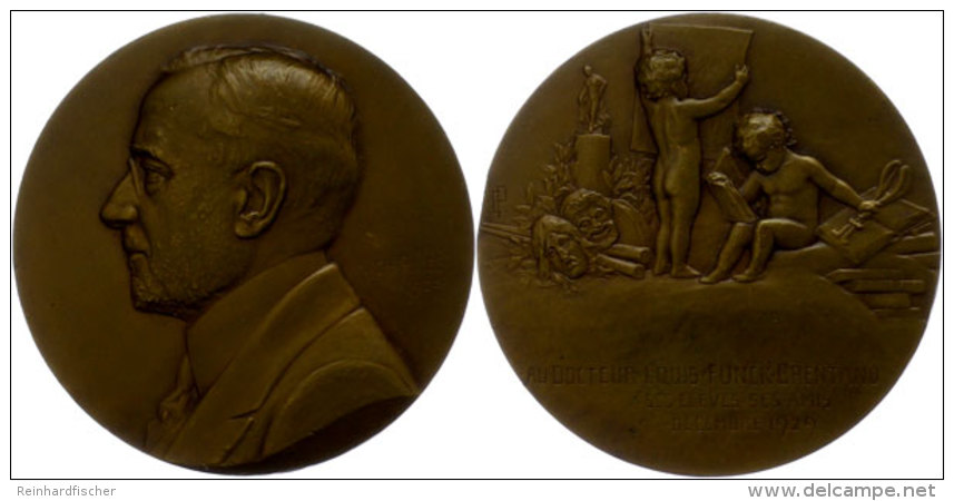 Frankreich, Bronzemedaille (Dm. Ca. 68,30mm, Ca. 138,97g), 1929, Von Ch. Pillet, Auf Louis Funck-Brentano. Av:... - Other & Unclassified