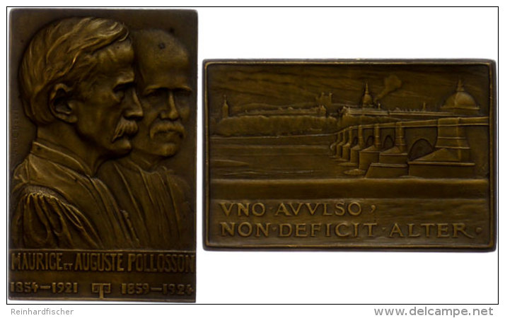 Frankreich, Rechteckige Bronzeplakette (ca. 67,50x44mm, Ca. 92,30g), 1924, Von J. Chorel, Auf Die Gebr&uuml;der... - Other & Unclassified