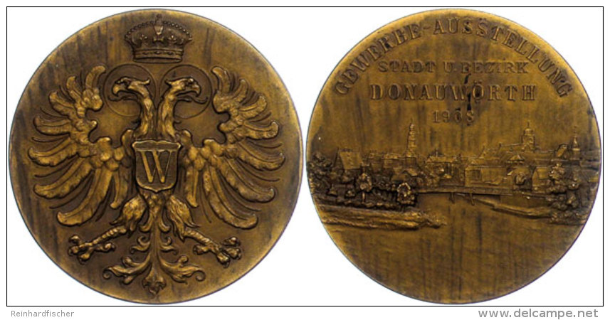 Donauw&ouml;rth, Unsignierte Bronzemedaille (Durchmesser Ca. 46mm, 40,89g),1908, Zur Gewerbeausstellung. Av:... - Other & Unclassified