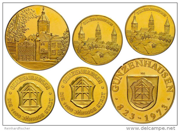Drei Goldmedaillen Der Stadt Gunzenhausen, Jeweils 986er Gold, Insgesamt Ca. 16,44g Fein, Jeweils St.  Three... - Other & Unclassified