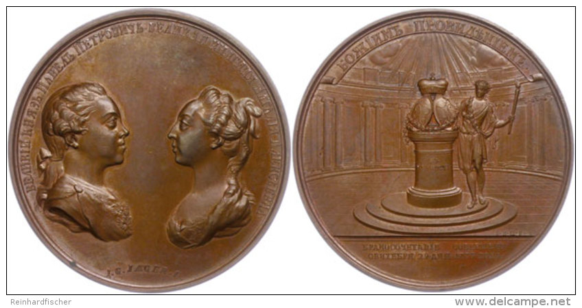Katharina II., 1762 - 1796, Bronzemedaille (ca. 64,67 Mm; Ca. 104.4 G),1773, Von J. C. G. Jaeger Und J. B. Gass,... - Other & Unclassified
