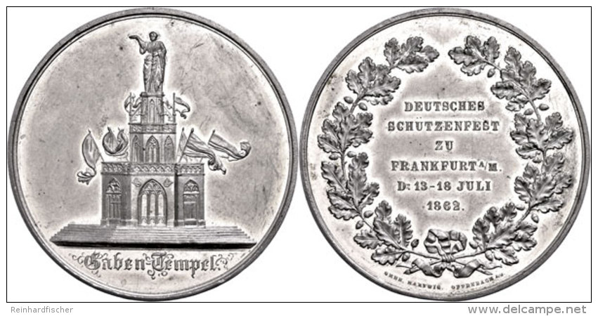 Frankfurt, Zinnmedaille Auf Das Sch&uuml;tzenfest Zu Frankfurt 13.-18. Juli 1862 Von Den Gebr&uuml;dern Hartwig... - Other & Unclassified