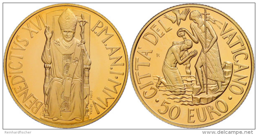 50 Euro, Gold, 2005, Sakramente Der Christlichen Initiations-Taufe, 917er Gold, 15 G, Fb. 444, KM 393, In Kapsel,... - Vatican