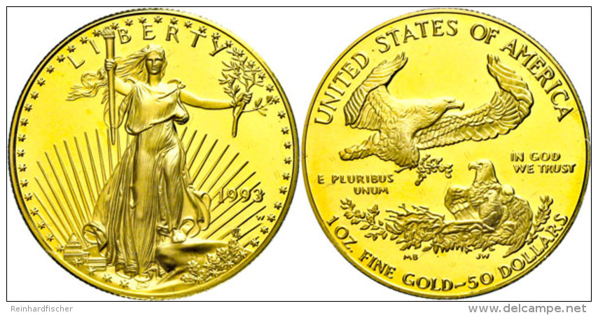 1 Unze, Gold, 1993, American Eagle, Mit Zertifikat In Ausgabefolder Und Schachtel, PP.  PP1 Ounce, Gold, 1993,... - Other & Unclassified