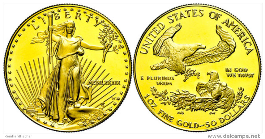 1 Unze, Gold, 1989, American Eagle, Mit Zertifikat In Ausgabefolder Und Schachtel, PP.  PP1 Ounce, Gold, 1989,... - Other & Unclassified