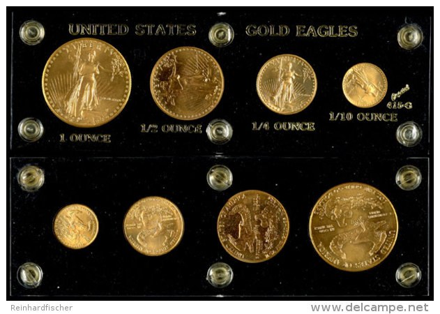 Set Zu 1/10, 1/4, 1/2 Und 1 Unze, Gold, 1986, American Eagle, Insgesamt 57,52g Fein, In Acrylplatte, St.  StSet... - Other & Unclassified