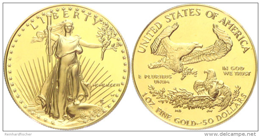 1 Unze, Gold, 1986, American Eagle, Mit Zertifikat In Ausgabefolder Und Schachtel, PP.  PP1 Ounce, Gold, 1986,... - Other & Unclassified