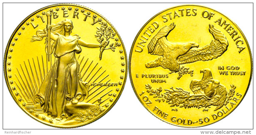 1 Unze, Gold, 1986, American Eagle, Mit Zertifikat In Ausgabefolder Und Schachtel, PP.  PP1 Ounce, Gold, 1986,... - Other & Unclassified