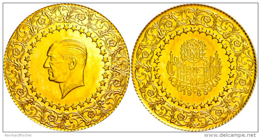 500 Piaster, Gold, 1965, Kemal Atat&uuml;rk, Luxuspr&auml;gung, Vz+.  500 Piastre, Gold, 1965, Kemal... - Turkey