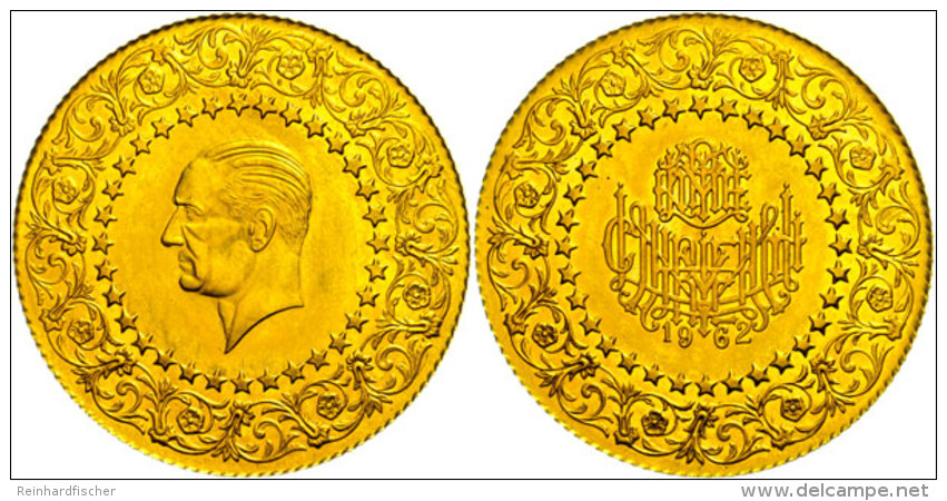 500 Piaster, Gold, 1962, Kemal Atat&uuml;rk, Luxuspr&auml;gung, Auflage Nur 1228 St&uuml;ck, Avers Etwas Berieben,... - Turkey