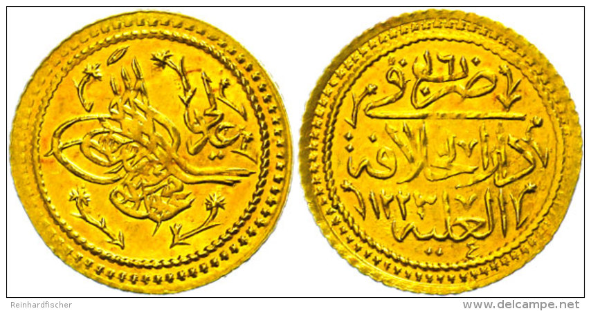 Surre Altin, (1,55g), 1808-1839, (1223/15 AH), Mohammed II., KM 621, Vz-st.  Vz-stBuzz Altin, (1, 55g),... - Turkey