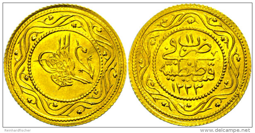 2 Rumi Altin, (4,76g), 1808-1839 (1223/11 AH), Mohammed II., KM 614, Etwas Wellig, Vz.  Vz2 Rumi Altin, (4,... - Turkey