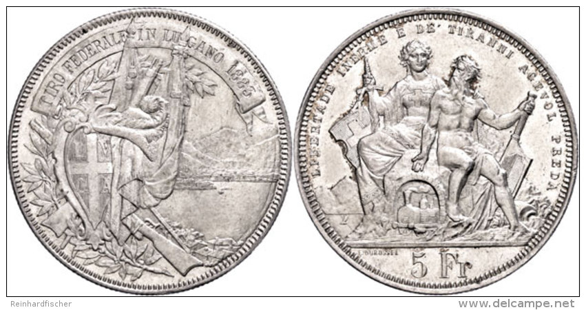 5 Franken, 1883, Lugano, HMZ 2-1343n, Vz.  Vz5 Franc, 1883, Lugano, HMZ 2-1343n, Extremley Fine  Vz - Other & Unclassified