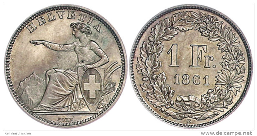 1 Franken, 1861, Eidgenossenschaft, HMZ 2-1203, St.  St1 Franc, 1861, Confederation, HMZ 2-1203, St.  St - Other & Unclassified