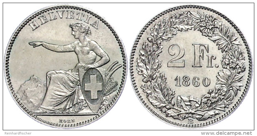 2 Franken, 1860, Eidgenossenschaft, HMZ 2-1201, F. St.  2 Franc, 1860, Confederation, HMZ 2-1201, F. St. - Other & Unclassified