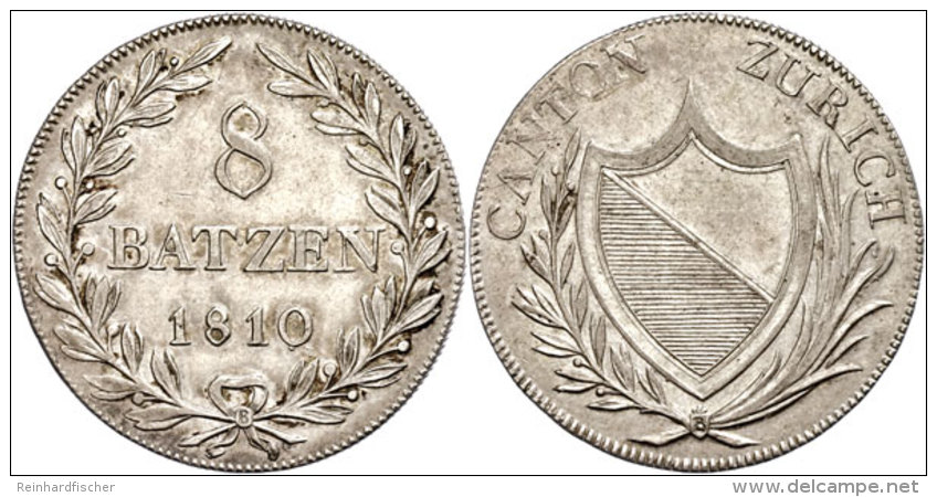Z&uuml;rich, 8 Batzen, 1810, HMZ 2-1175a, F.vz.  Zurich, 8 Batzen, 1810, HMZ 2-1175a, F. Extremley Fine - Other & Unclassified