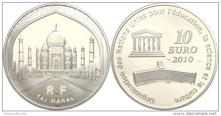 10 Euro, 2010, 60 Jahre UNESCO - Taj Mahal In Agra, KM 1700, Sch&ouml;n 1108, Im Etui Mit OVP Und Zertifikat,... - Sweden
