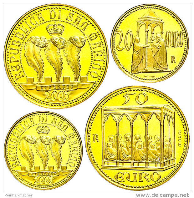 Set Zu 20 Und 50 Euro, Gold, 2003, Capella Degli Scrovegni In Padova, Mit Zertifikat In Ausgabeschatulle, PP. ... - San Marino