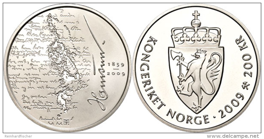200 Kroner, 2009, Knut Hamsun, KM 481, Sch&ouml;n 136, Im Etui Mit Kapsel Und Zertifikat, PP.  PP200 Kroner,... - Norvège